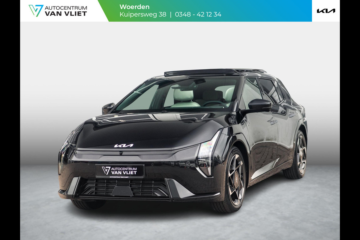 Kia EV4 GT-PlusLine 81.4 kWh | Direct leverbaar met veel korting| Full options | Navi. | Clima. | Adapt. Cruise. | Stoel&Stuur Verwarming | Glazen Schuif-/Kanteldak | Harman Kardon | Slimme Parkeerassistentie | Dodehoek Camera | GT-Line Vegan Lederen Stoelbekleding