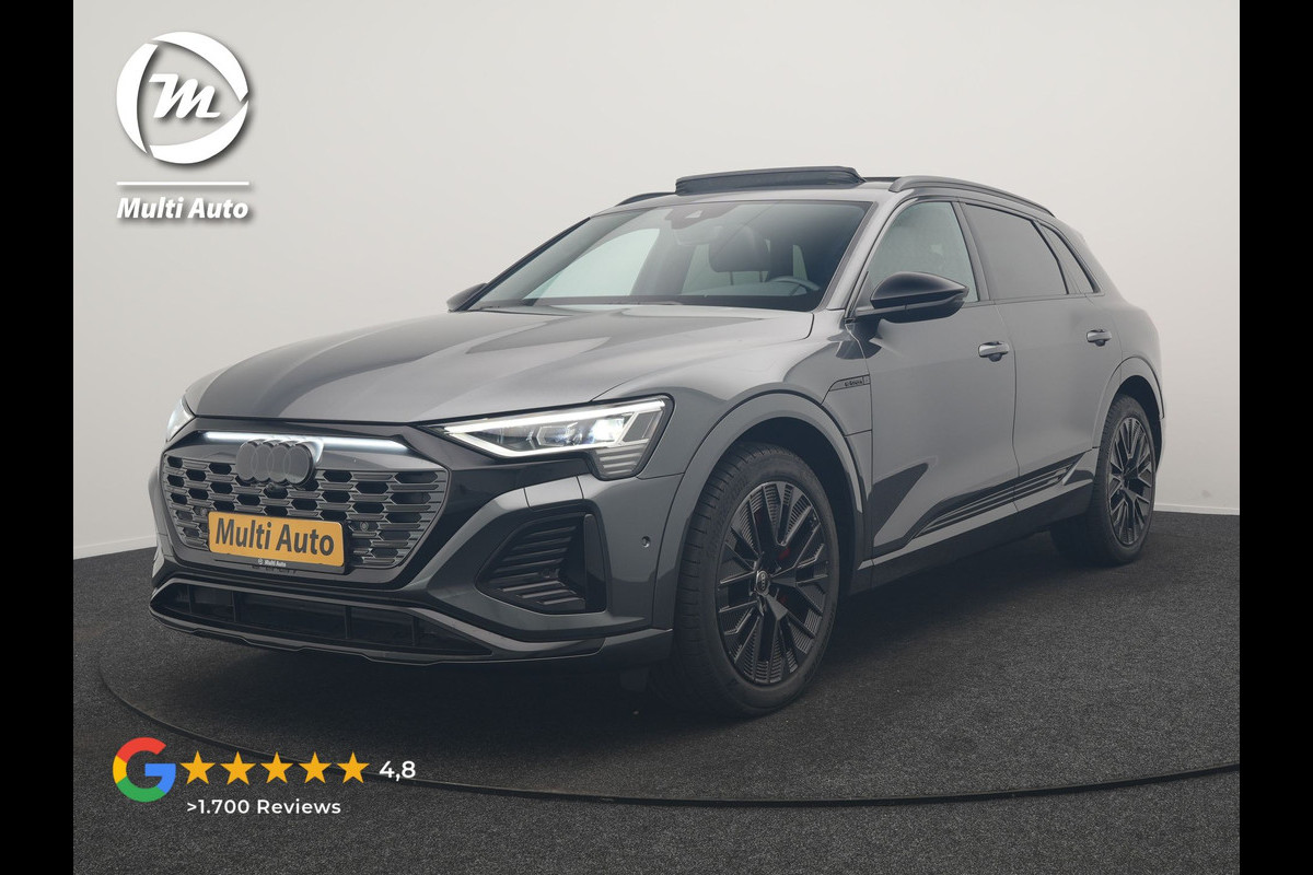 Audi Q8 e-tron 55 Quattro S Line 115 kWh 408pk Dealer O.H | Panodak | Luchtvering | Camera | Bang & Olufsen | Alcantara Sportstoelen Memory & Verwarmd | Sfeerverlichting | Cruise Control | DAB | Navigatie | Virtual | 21"L.M |