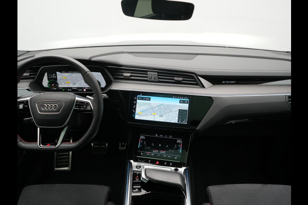 Audi Q8 e-tron 55 Quattro S Line 115 kWh 408pk Dealer O.H | Panodak | Luchtvering | Camera | Bang & Olufsen | Alcantara Sportstoelen Memory & Verwarmd | Sfeerverlichting | Cruise Control | DAB | Navigatie | Virtual | 21"L.M |