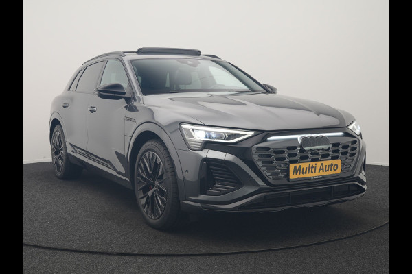 Audi Q8 e-tron 55 Quattro S Line 115 kWh 408pk Dealer O.H | Panodak | Luchtvering | Camera | Bang & Olufsen | Alcantara Sportstoelen Memory & Verwarmd | Sfeerverlichting | Cruise Control | DAB | Navigatie | Virtual | 21"L.M |